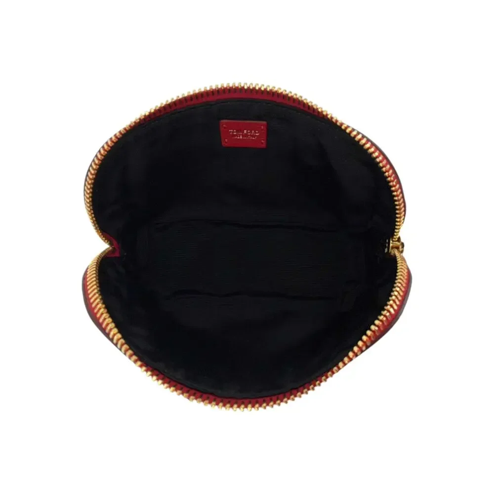 TOM FORD Leather Cosmetic Case Pouch Bag in Red